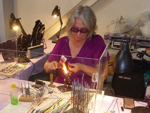 Forging lampwork beads
