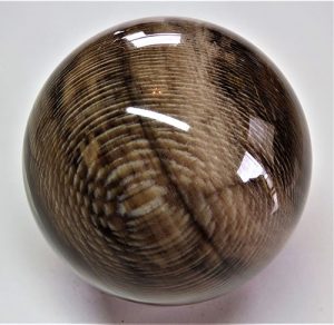 Custom-made sycamore wood fossil sphere