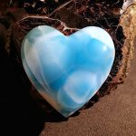 Larimar: Cutting & Cabbing Blue Stone Heart-shaped larimar cabochon