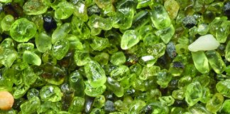 large bunch of olivine crystals known as Hawaiian gemstones