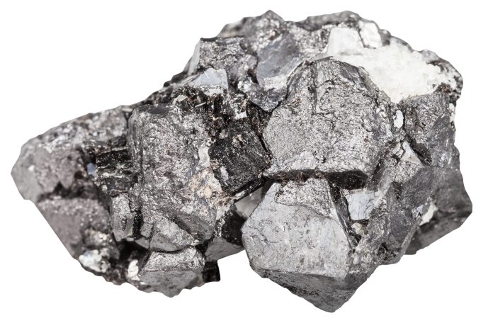 big crystals of magnetite mineral stone isolated Magnetite crystal sample
