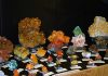 Wulfenite display at the Tucson Show