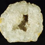 Keokuk geode half contains pseudocubic quartz crystals