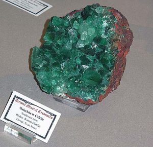 Fine needles of malachite