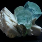 Aquamarine on albite