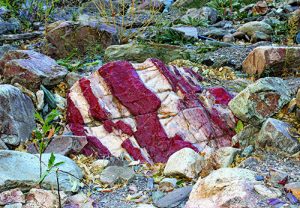 Jasper boulder in the streambed