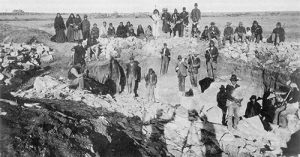 1890 photo of Native Americans at a pipestone quarry