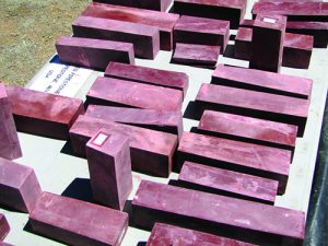 Blocks of pipestone