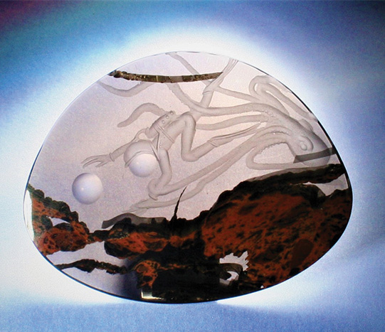 Reverse intaglio carved cab Reverse intaglio carved cab