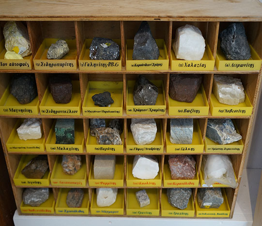 Mineral specimens at Geological Museum of Naxos