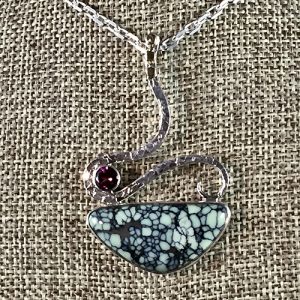 Chalcosiderite-garnet pendant