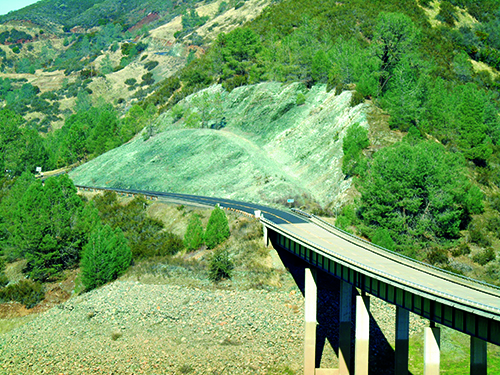 Serpentinite road cut