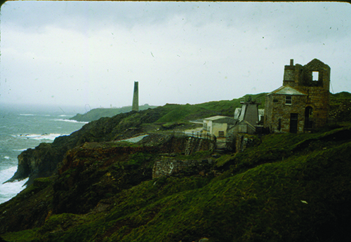 Cornish mine oceanside mining in cornwall, england along the coastline