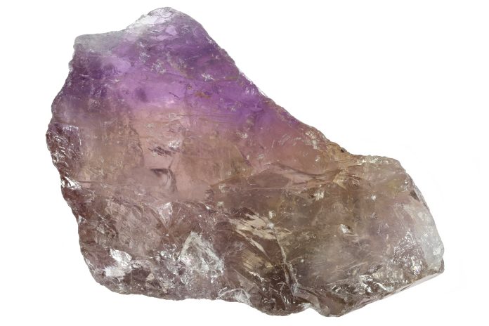 ametrine crystal from Anahi Mine, Bolivia isolated on white background ametrine crystal from Anahi Mine, Bolivia isolated on white background