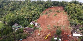 Landslide in Nganjuk Regency, Indonesia