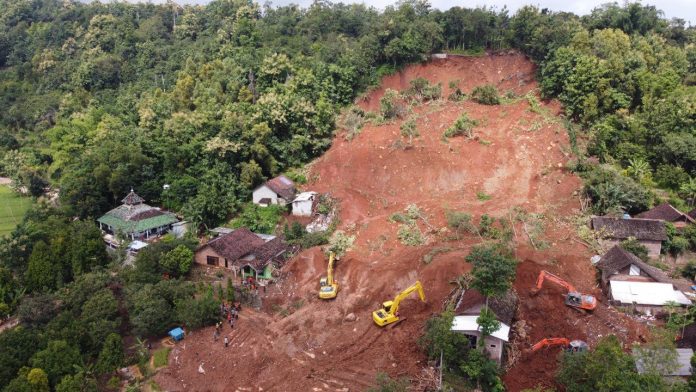 Landslide in Nganjuk Regency, Indonesia