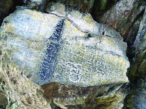 Initials carved in the Natural Bridge gorge