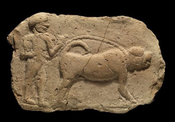 Ancient Kurdish dog plaque Mesopotamian clay plaque