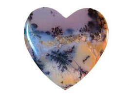 amethyst sage agate heart-shaped cabochon