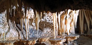 cave stalactites and stalagmites in Carlsbad Caverns