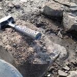 Fossil Hunting Tools: Digging Basics fossil hunting tools laid out on rocks that are being excavated