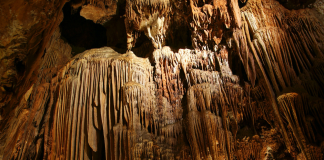stalactites and stalagmites in a cave
