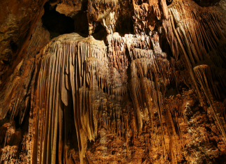 stalactites and stalagmites in a cave