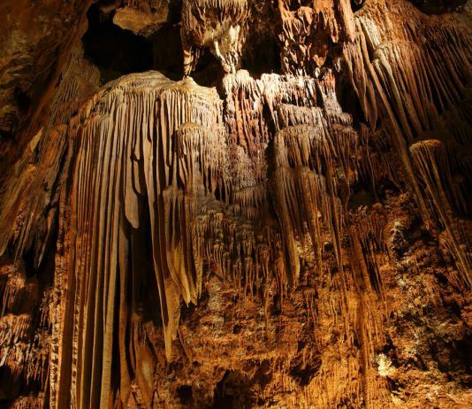 stalactites and stalagmites in a cave