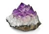 amethyst crystal cluster on white background used as stones to relieve stress
