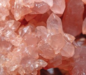 pink quartz crystals close up