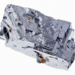 Galena Mineral: Ruling the Radio macro photography of natural mineral from geological collection - raw galena (galenite, lead glance) crystal on white background