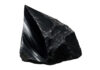 Black obsidian rock with transparent background showing polished surface and natural texture