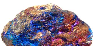 chalcopyrite mineral isolated on the white background