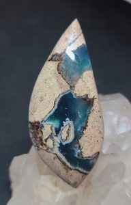 needles blue agate polished cabochon