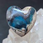needles blue agate heart shaped cabochon
