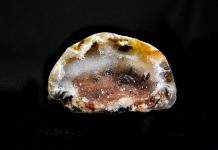 A colorful 1-inch Oco with secondari? and flame pattern in the shell.