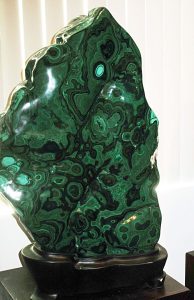 350-pound malachite on display in the University of Arizona Mineral Museum.
