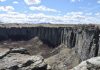 dramatic laccolith cliffs of lost lake at shonkin sag, montana