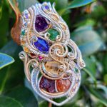 pendant made with stones using a variety of wire wrapping techniques