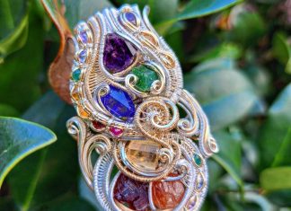 Wire Wrapping: Techniques & Tips pendant made with stones using a variety of wire wrapping techniques