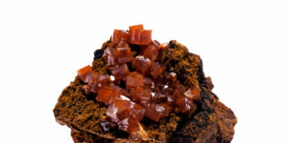 wulfenite on white background