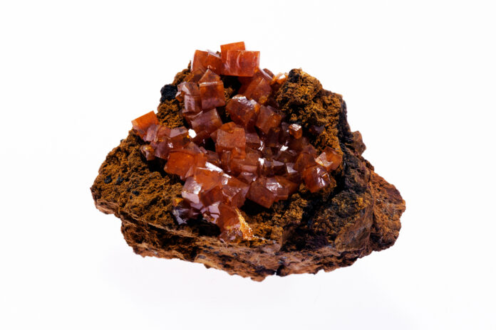 wulfenite wulfenite on white background