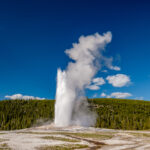 Sinter Geyser Eggs at Yellowstone Eruption of Old Faithful geyser in Yellowstone National Park, Wyoming, USA