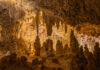 Limestone stalactites and stalagmites fill the caves of Carlsbad Caverns National Park, New Mexico.