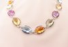 Birthstone White Gold Necklace With Blue And Yellow Sapphire, Rubies, Amethyst, Green Garnet And Diamonds