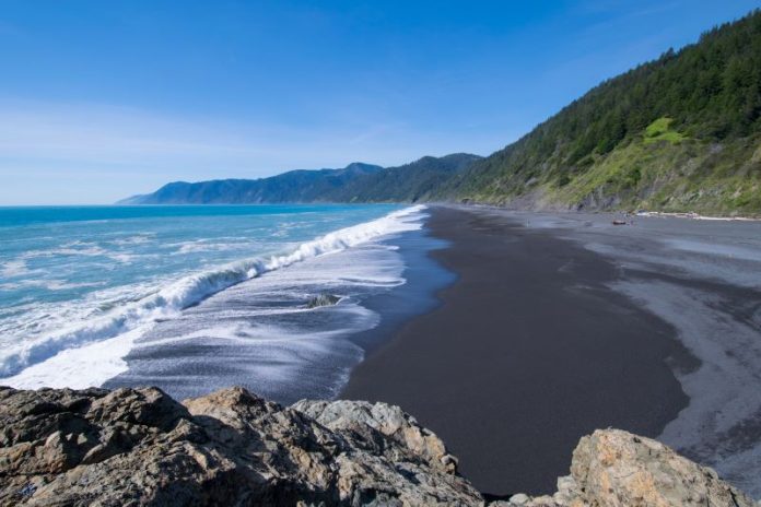 Beach Minerals Black magnetite sand at Ocean Beach, California, makes it one of many fun mineral beaches to visit