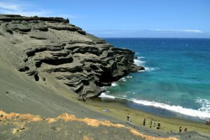 Green olivine crystals on Hawaii's mineral beach