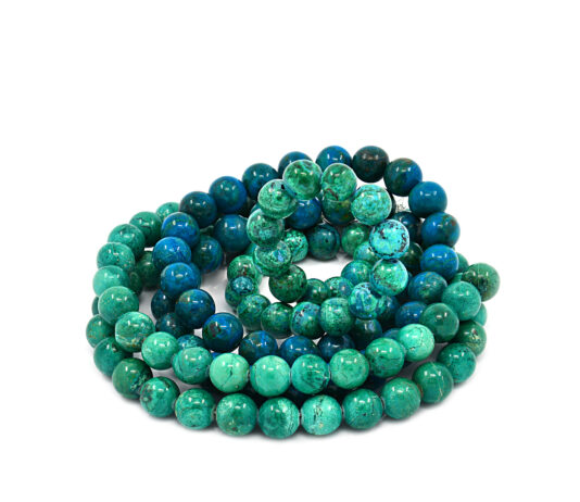 Green and blue eilat stone on a white background.