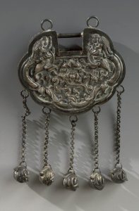 silver chinese lock amulet