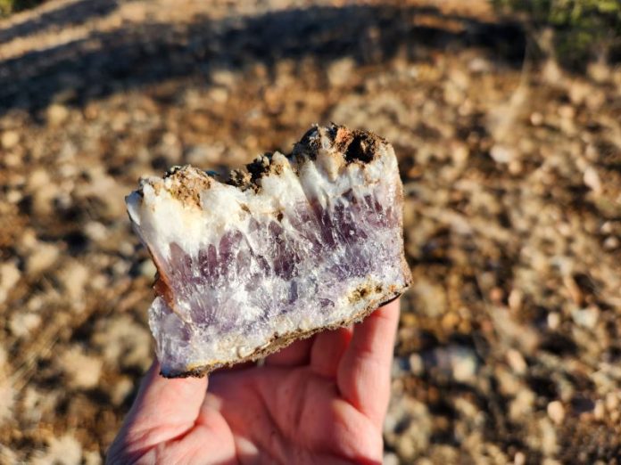 Black Range Amethyst specimen collected while finding amethyst in the black range